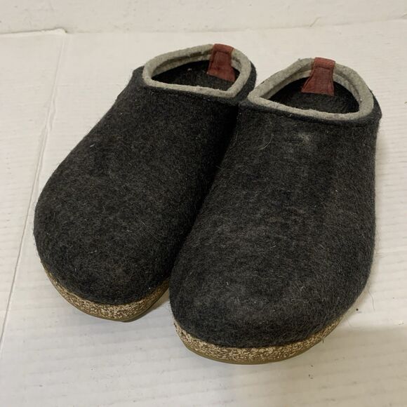 Haflinger Womens 39 Grizzley Clogs Mules Wool Felt Dark Grey - Picture 2 of 8